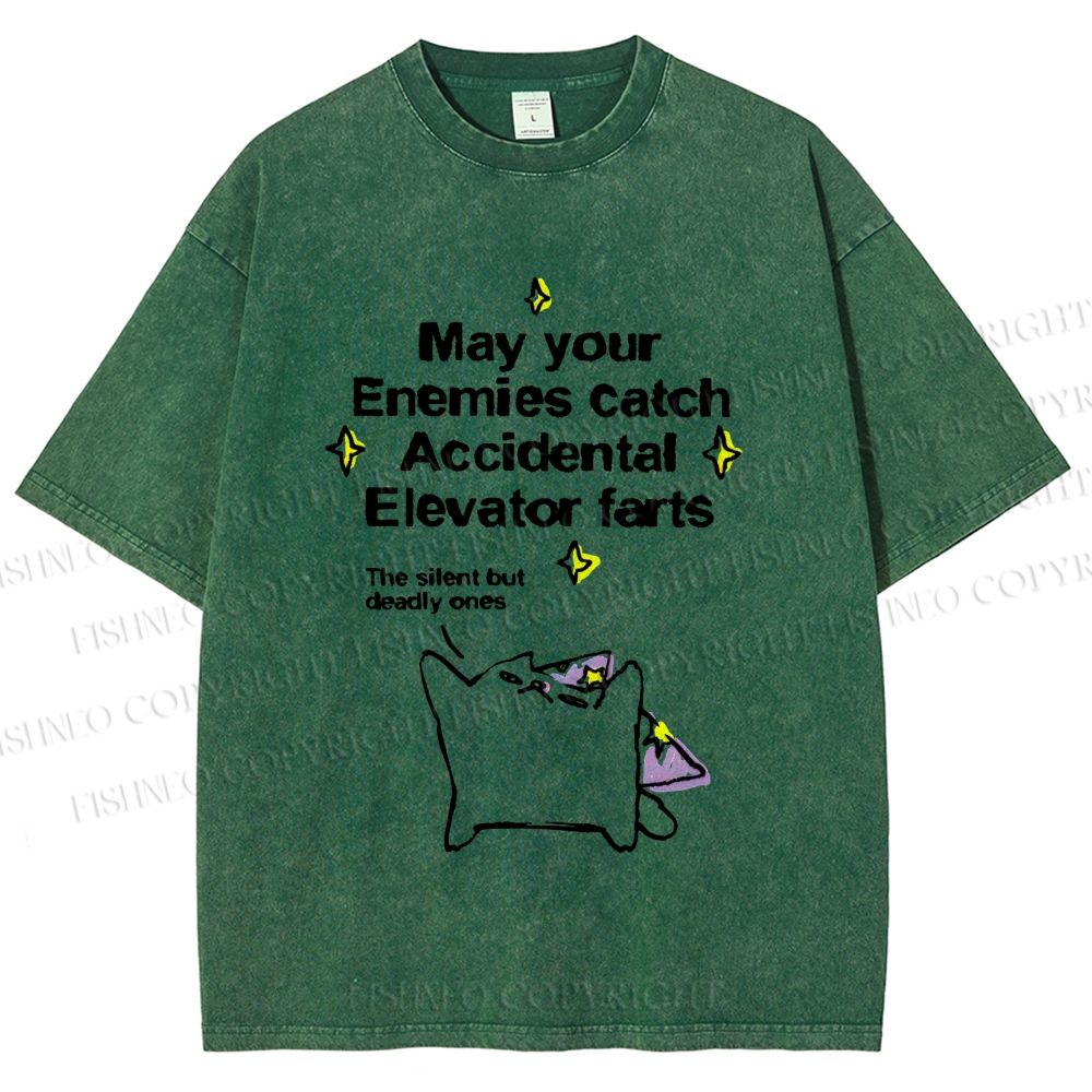 Unisex Your enemies catch silent but deadly farts Cat Printed Washed Tee