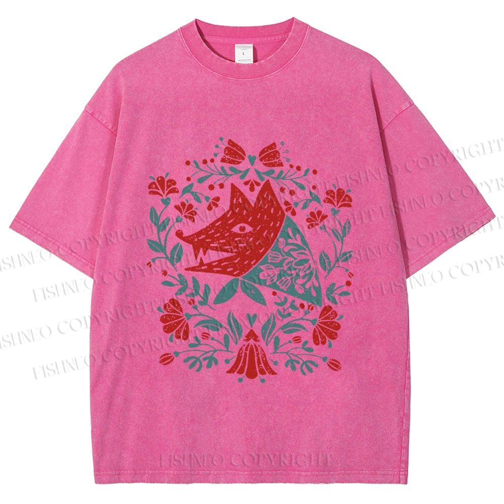 Unisex Wolf Grandma Printed Washed Tee
