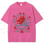Unisex Wolf Grandma Printed Washed Tee