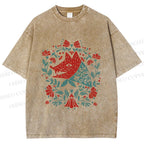 Unisex Wolf Grandma Printed Washed Tee