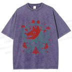 Unisex Wolf Grandma Printed Washed Tee