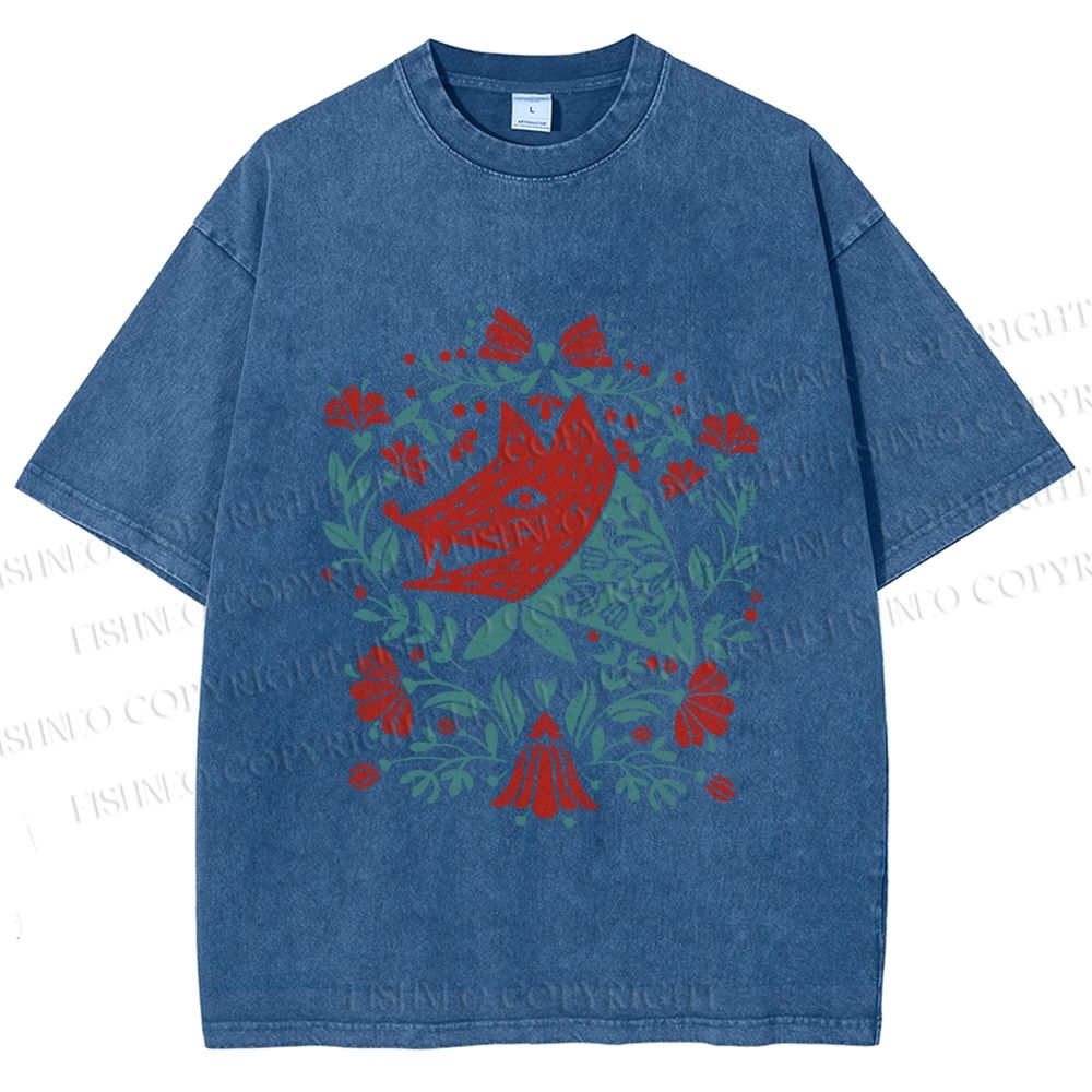 Unisex Wolf Grandma Printed Washed Tee