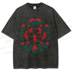 Unisex Flowers Devil Dancer Printed Washed Tee