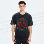 Unisex Flowers Devil Dancer Printed Washed Tee