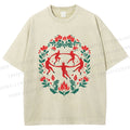 Unisex Flowers Devil Dancer Printed Washed Tee