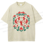 Unisex Flowers Devil Dancer Printed Washed Tee