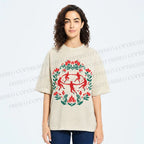 Unisex Flowers Devil Dancer Printed Washed Tee