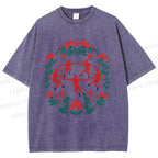 Unisex Flowers Devil Dancer Printed Washed Tee