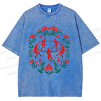 Unisex Flowers Devil Dancer Printed Washed Tee