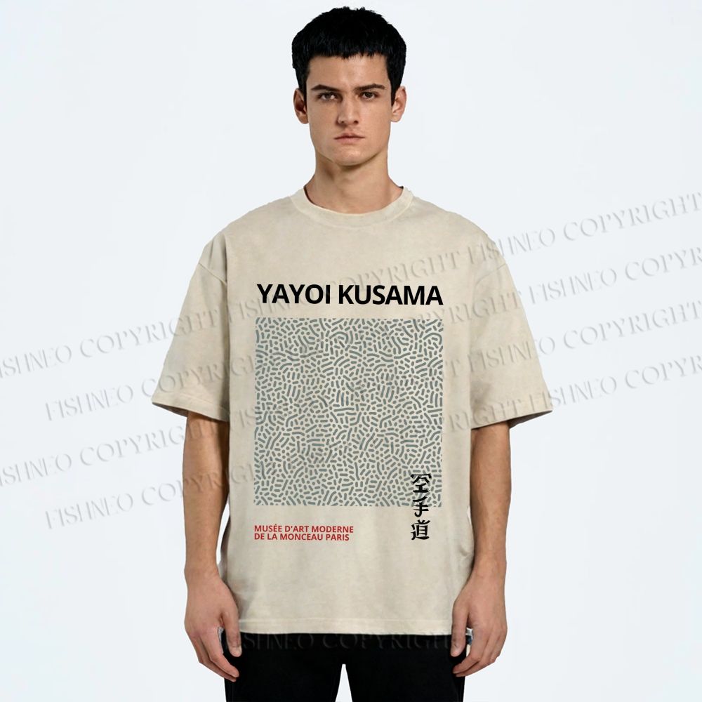 Unisex Yayoi Kusama Dots Printed Washed Tee