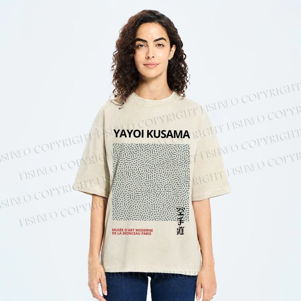 Unisex Yayoi Kusama Dots Printed Washed Tee