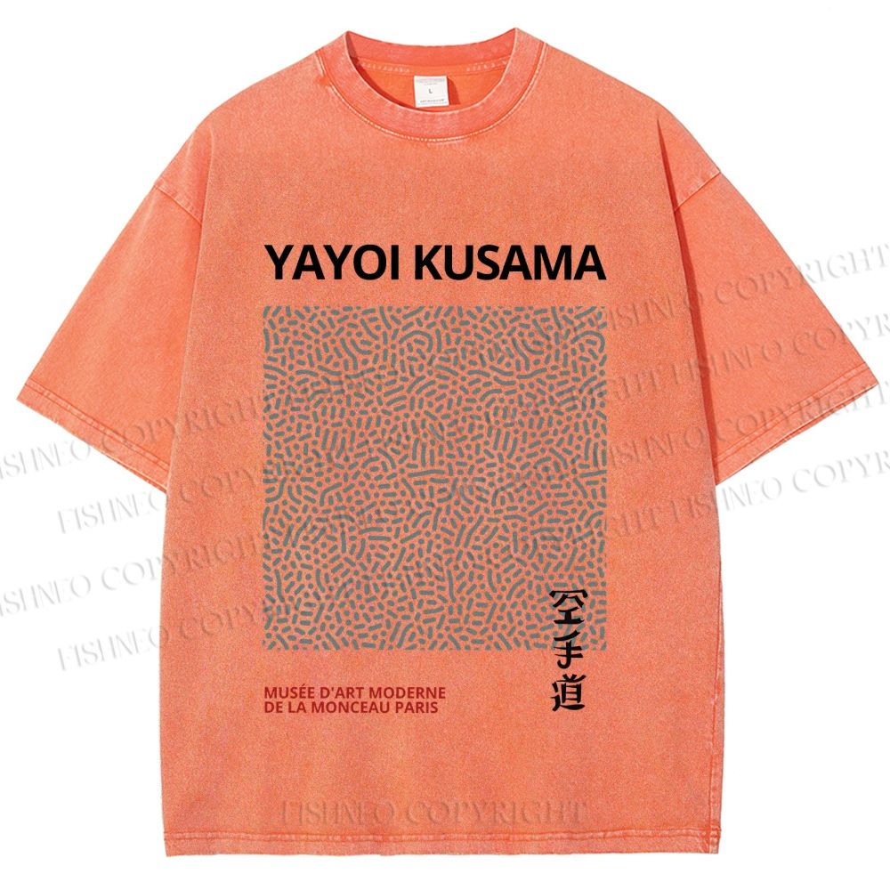 Unisex Yayoi Kusama Dots Printed Washed Tee
