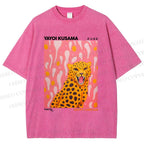 Unisex Yayoi Kusama Leopard Printed Washed Tee