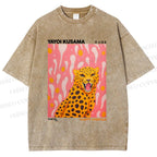 Unisex Yayoi Kusama Leopard Printed Washed Tee