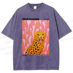 Unisex Yayoi Kusama Leopard Printed Washed Tee