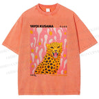 Unisex Yayoi Kusama Leopard Printed Washed Tee
