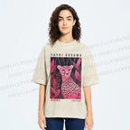 Unisex Yayoi Kusama Pink Jungle Leopard Printed Washed Tee