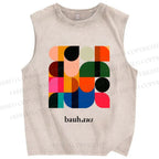 Unisex Bauhaus Colorful Geometry Printed Washed Tank Top