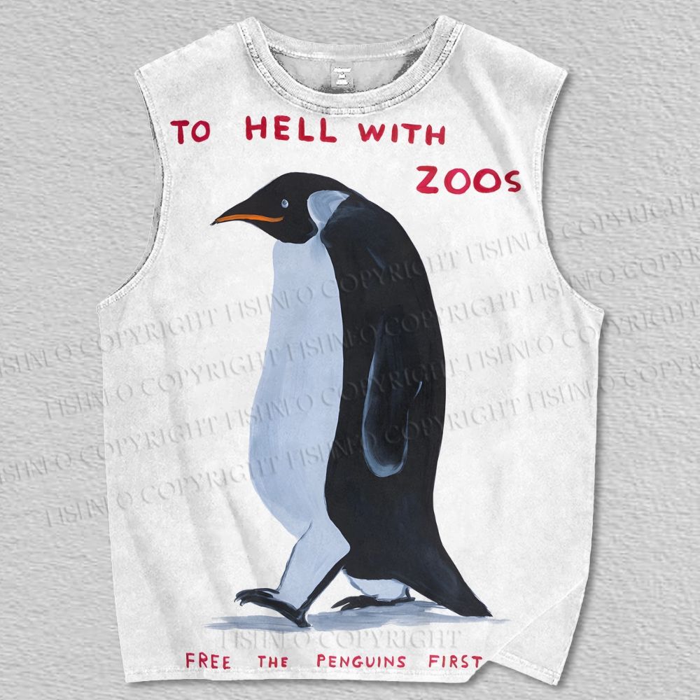 Unisex To Hell With Zoos Penguin Printed Tank Top