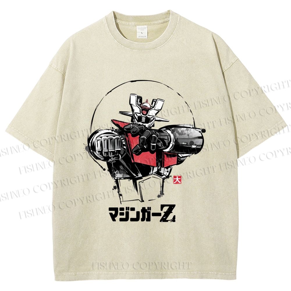 Unisex Mazinger Z Printed Washed Tee