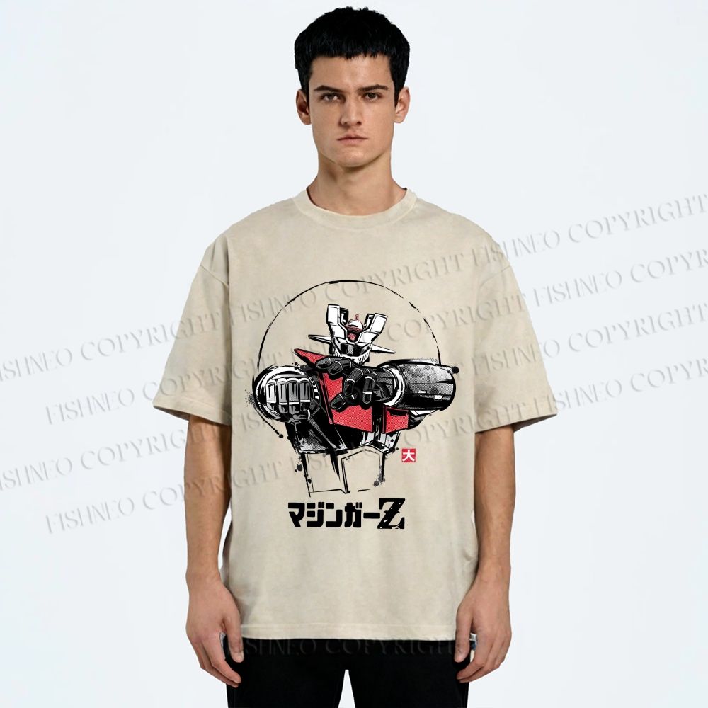 Unisex Mazinger Z Printed Washed Tee