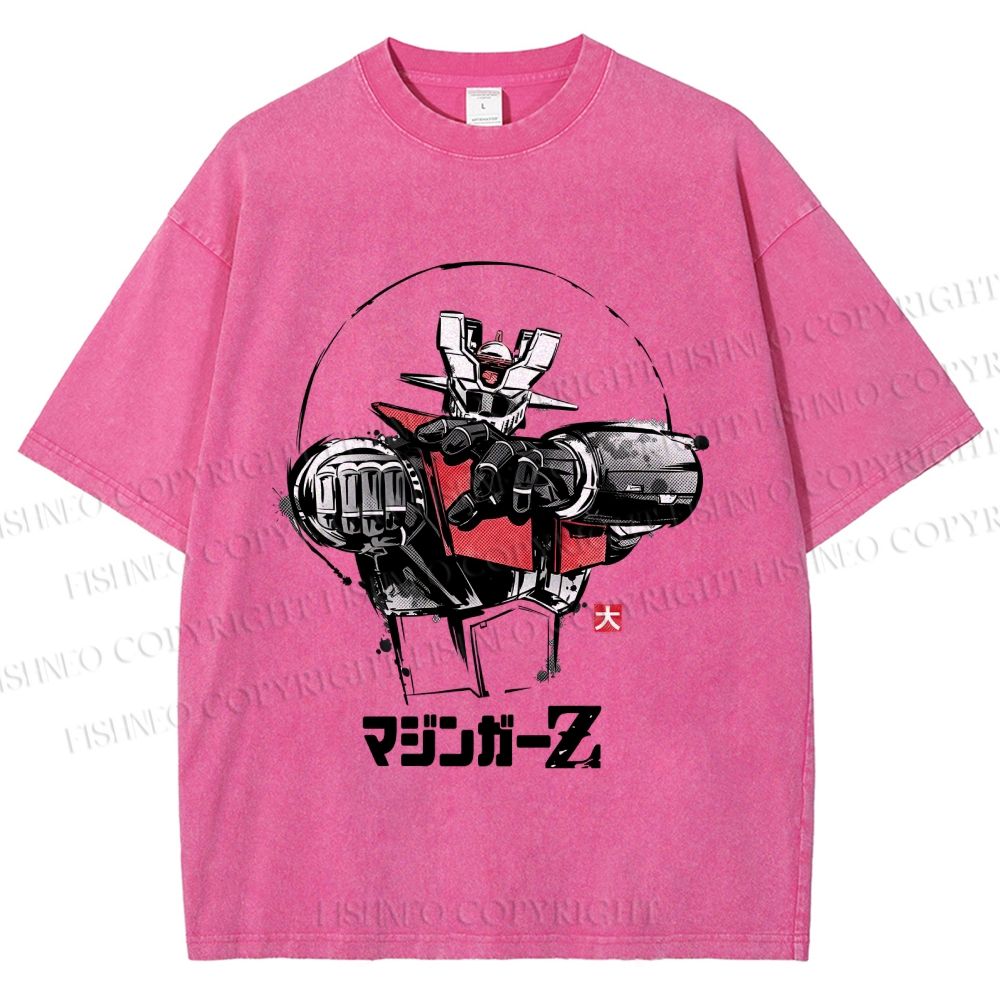 Unisex Mazinger Z Printed Washed Tee