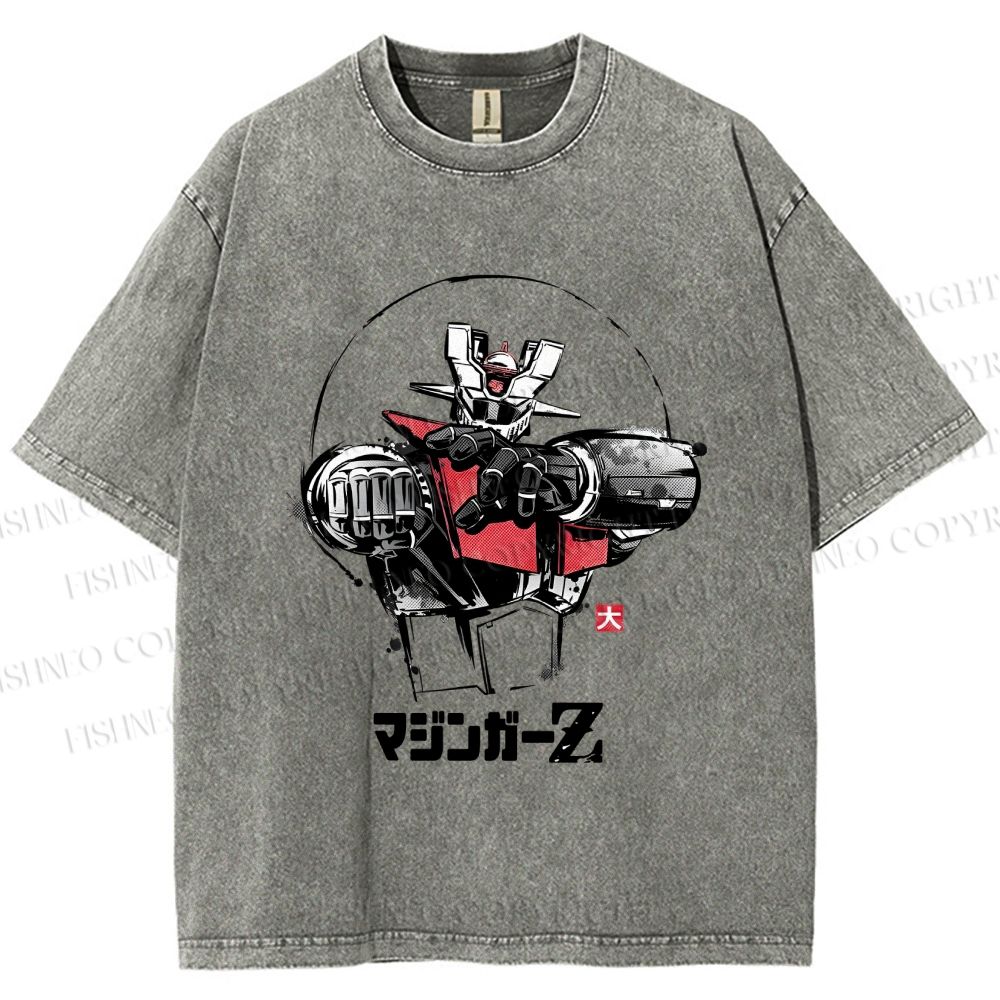 Unisex Mazinger Z Printed Washed Tee