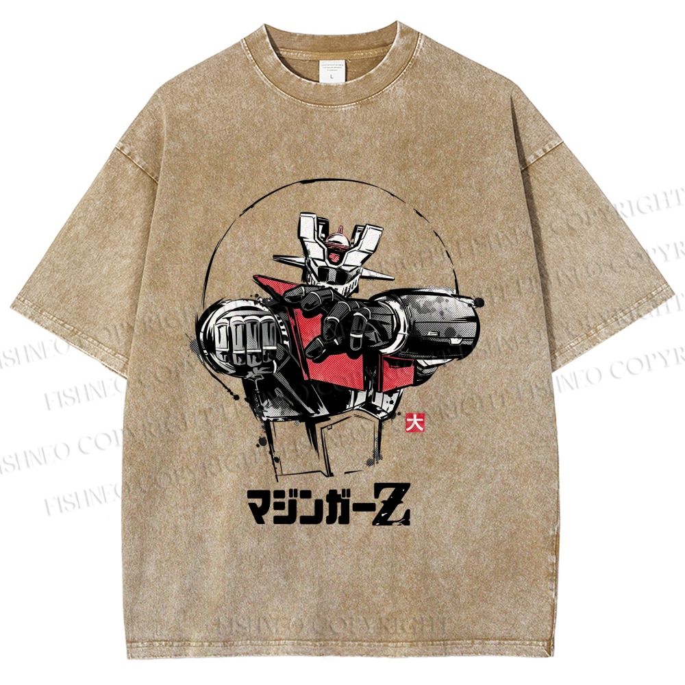 Unisex Mazinger Z Printed Washed Tee