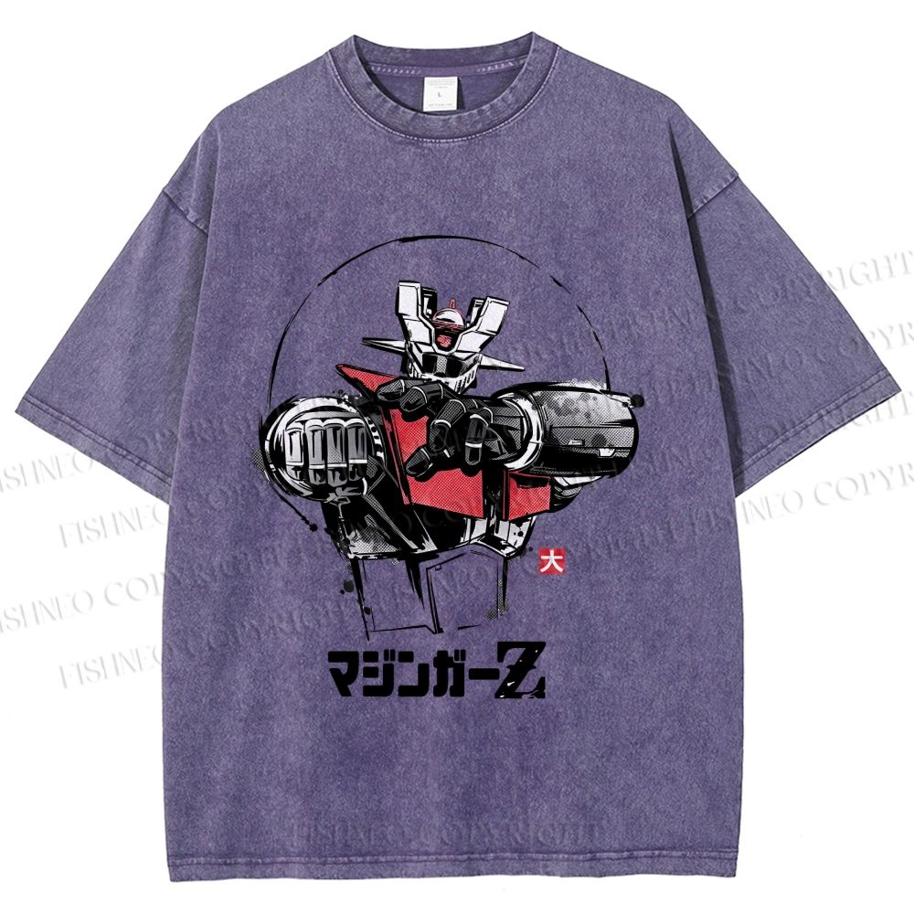 Unisex Mazinger Z Printed Washed Tee