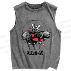 Unisex Mazinger Z Printed Washed Tank Top