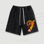 Funny Panther in Love Washed Vintage Shorts