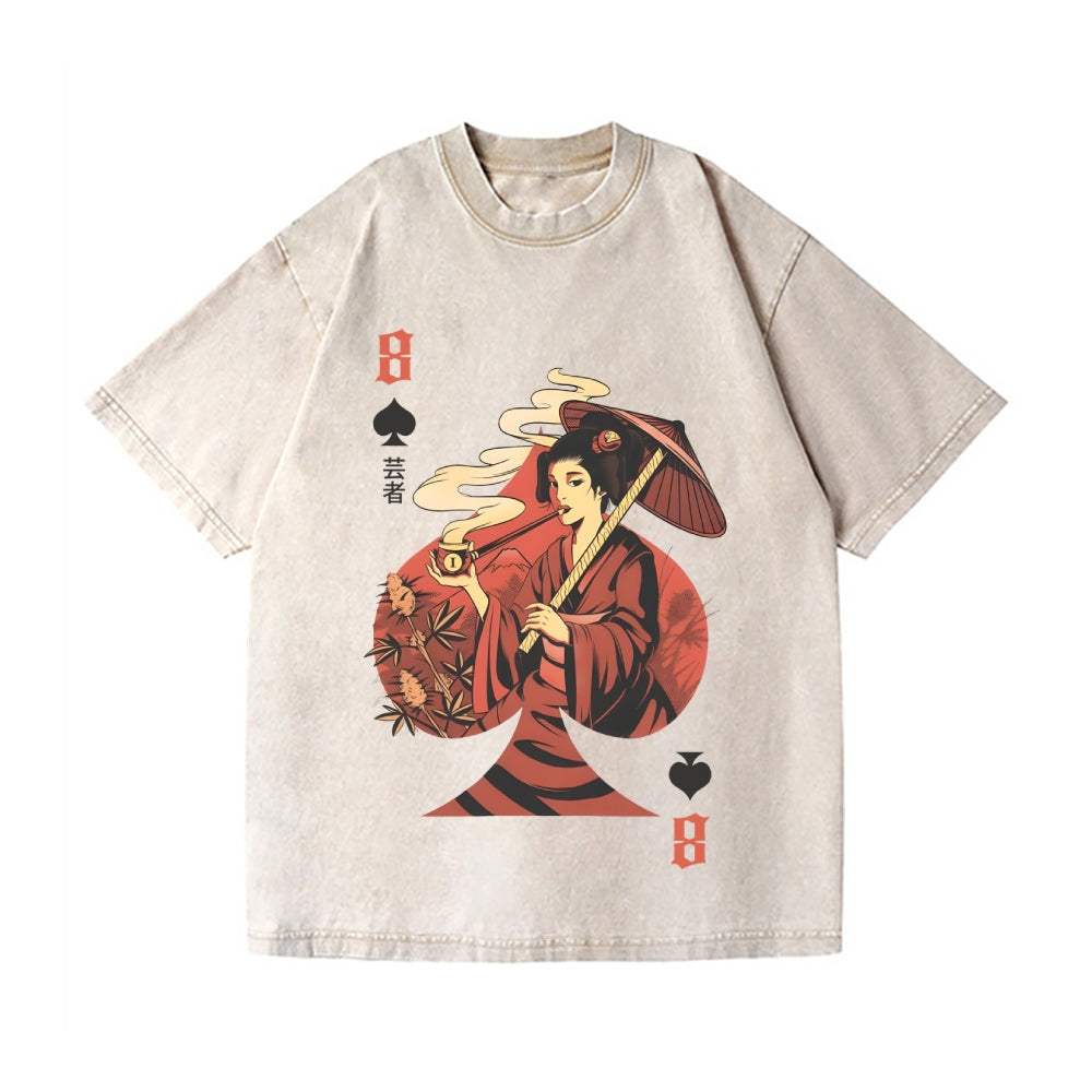 Unisex Weed Gueicha Printed Washed Tee