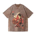 Unisex Weed Gueicha Printed Washed Tee