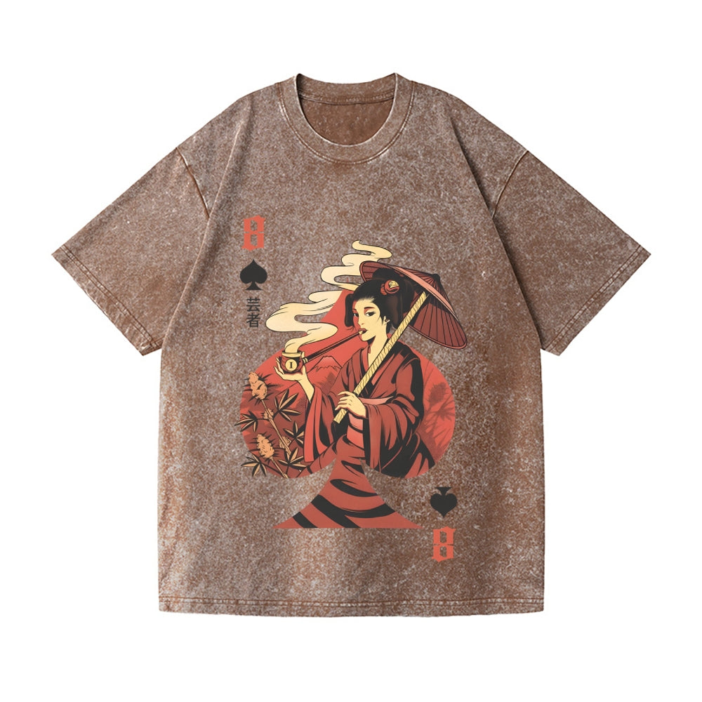 Unisex Weed Gueicha Printed Washed Tee