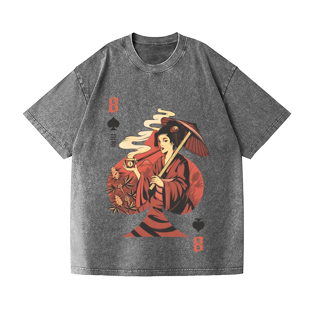 Unisex Weed Gueicha Printed Washed Tee