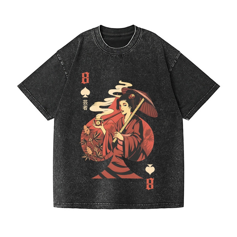 Unisex Weed Gueicha Printed Washed Tee
