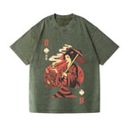 Unisex Weed Gueicha Printed Washed Tee