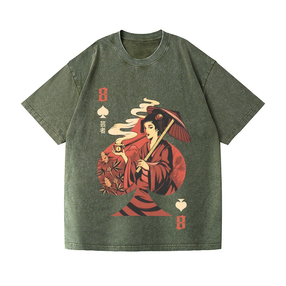 Unisex Weed Gueicha Printed Washed Tee