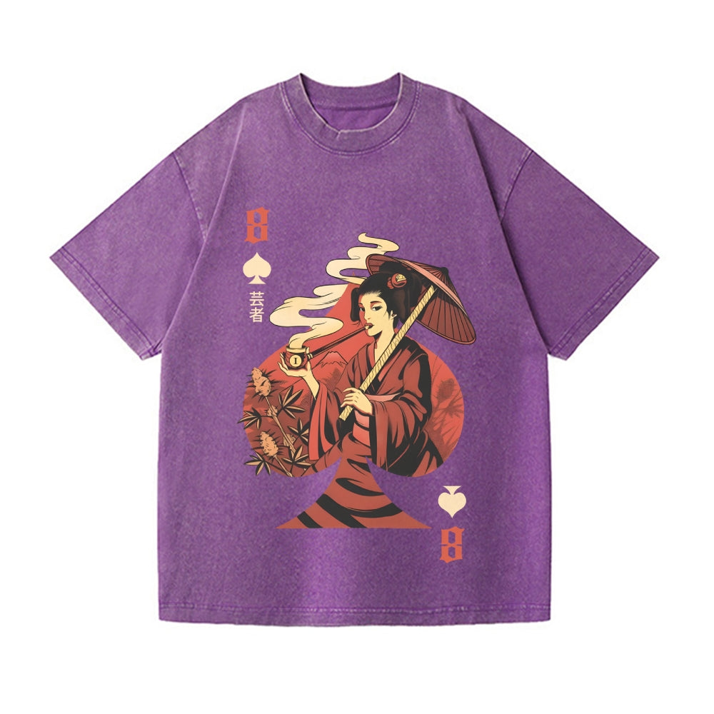 Unisex Weed Gueicha Printed Washed Tee