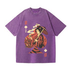 Unisex Weed Gueicha Printed Washed Tee