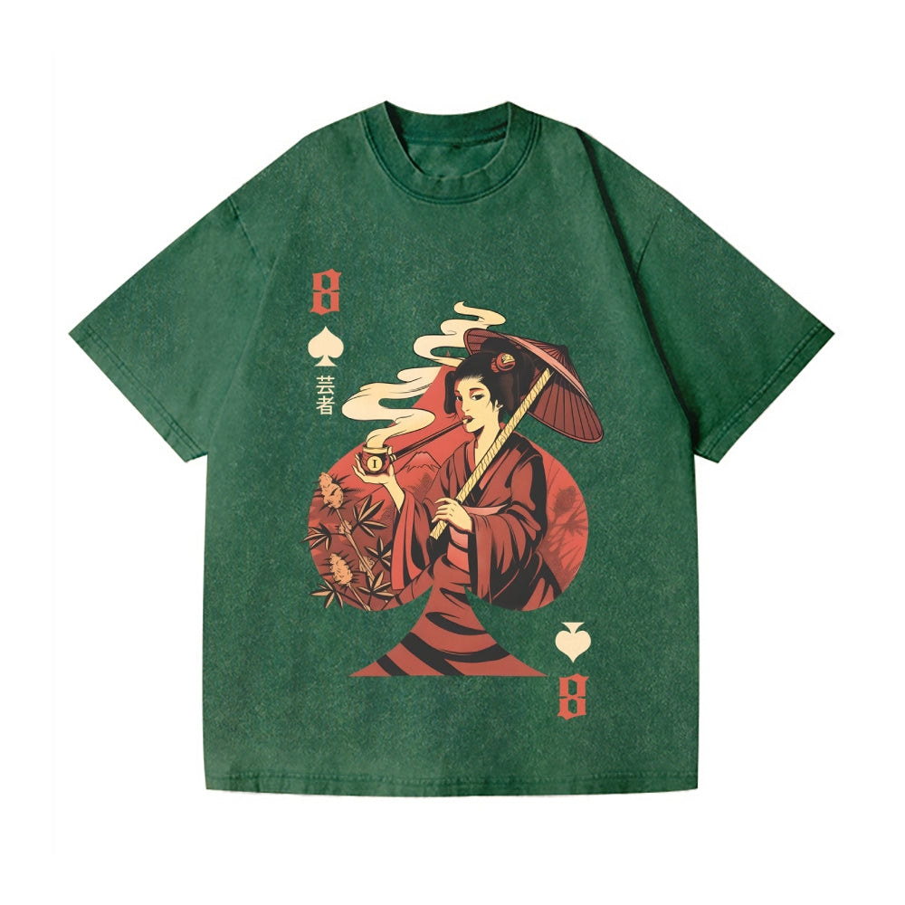 Unisex Weed Gueicha Printed Washed Tee