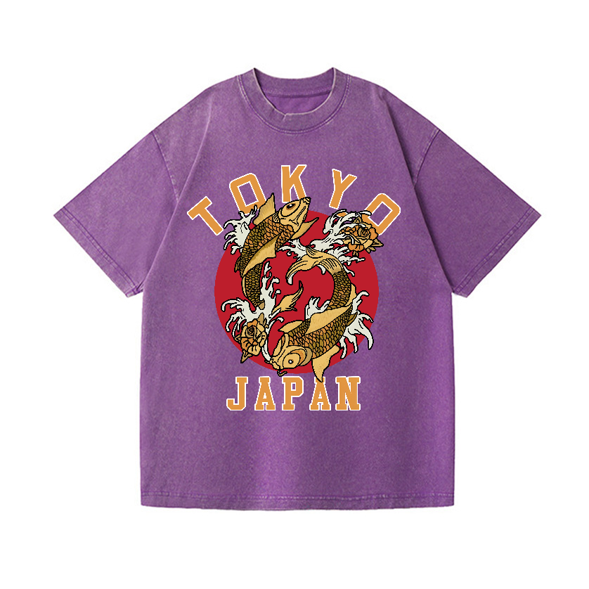 Tokyo Koi Fish Vintage Wash Japanese Design T-Shirt