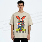 Unisex Bauhaus Geometric Dog Printed Washed Tee