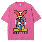 Unisex Bauhaus Geometric Dog Printed Washed Tee
