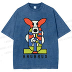 Unisex Bauhaus Geometric Dog Printed Washed Tee