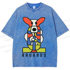 Unisex Bauhaus Geometric Dog Printed Washed Tee