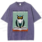 Unisex National Library Week Owl Printed Washed Tee