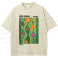 Unisex Yayoi Kusama Abstract Flower Printed Washed Tee