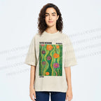 Unisex Yayoi Kusama Abstract Flower Printed Washed Tee