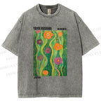 Unisex Yayoi Kusama Abstract Flower Printed Washed Tee